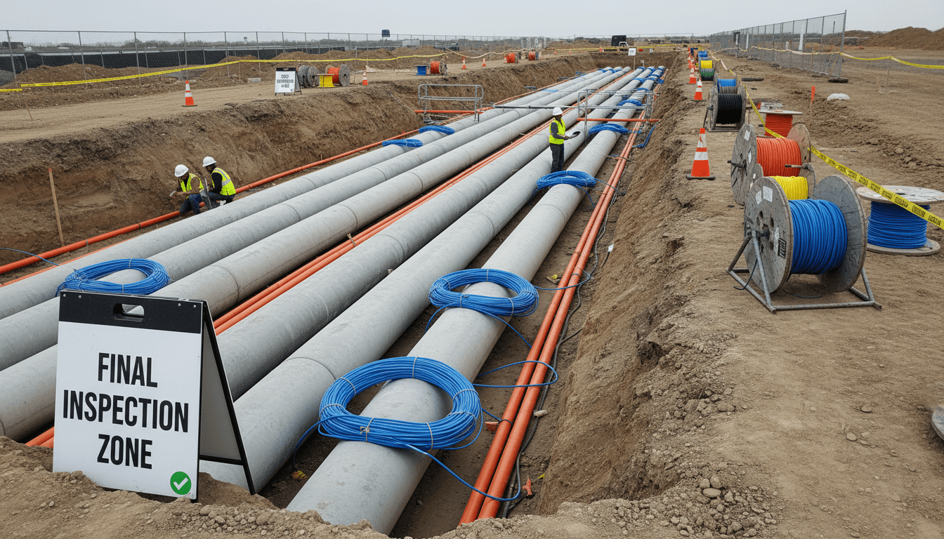 Utility technician in safety vest inspecting underground infrastructure